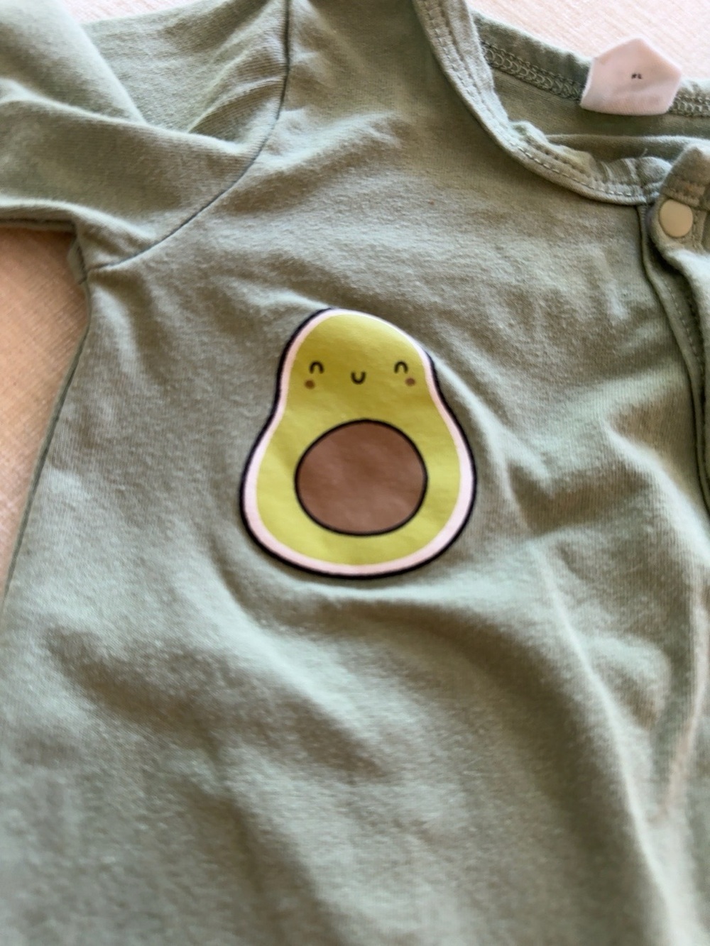 SHEIN Baby Avocado Footed Sleeper 0-1M Green Snap Pajamas Unisex - Picture 6 of 7